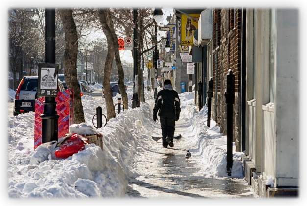 Les rues enneigées de Montréal